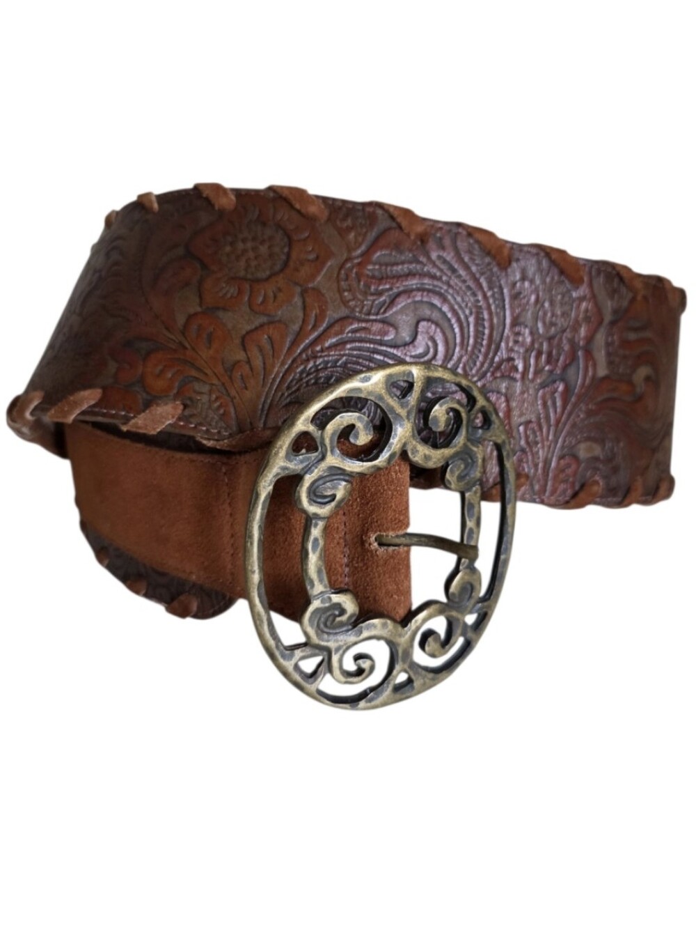 leatherock san diego handcrafted genuine leather wide boho statement belt sz 36